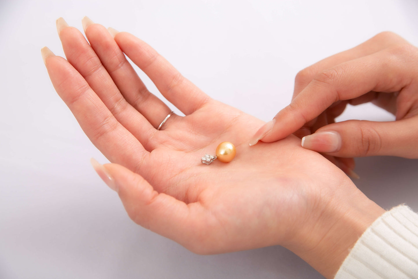 【星彩】ゴールデンパール ダイヤモンド ホワイトゴールド ペンダント|無調色 白蝶真珠 南洋真珠 10mm K18WG