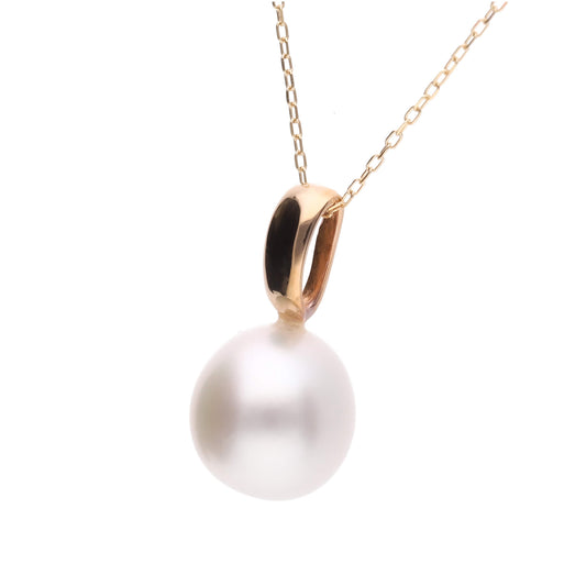 【響】シロチョウパール ピンクゴールド ペンダント|無調色 白蝶真珠 南洋真珠 10mm K18PG