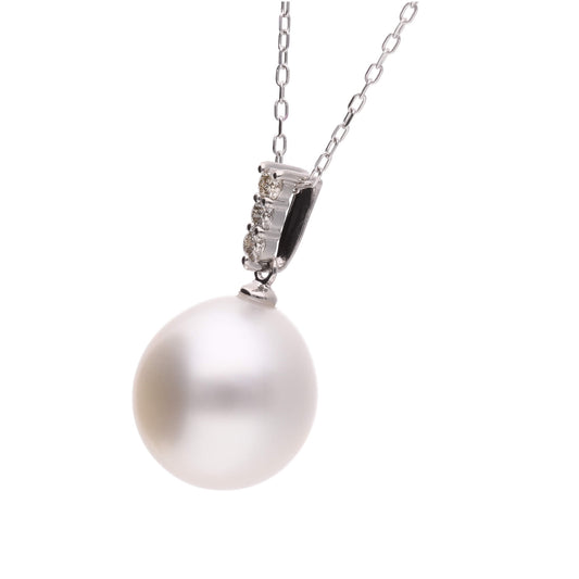【星朧】シロチョウパール ダイヤモンド プラチナ ペンダント|無調色 白蝶真珠 南洋真珠 10mm PT900