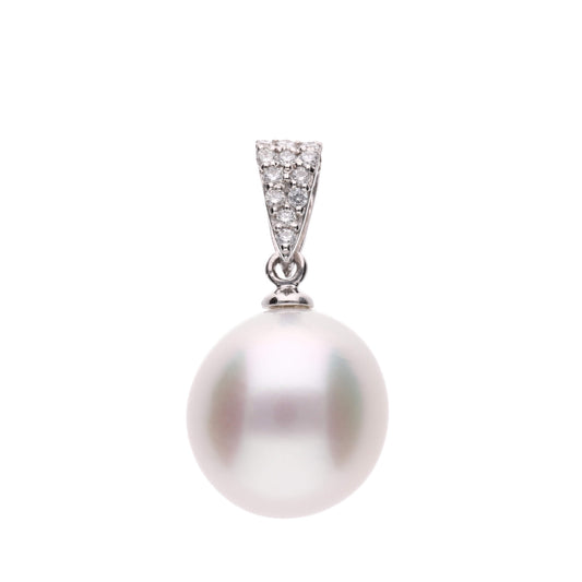 【星涼し】シロチョウパール ダイヤモンド プラチナ ペンダント|無調色 白蝶真珠 南洋真珠 10mm PT900