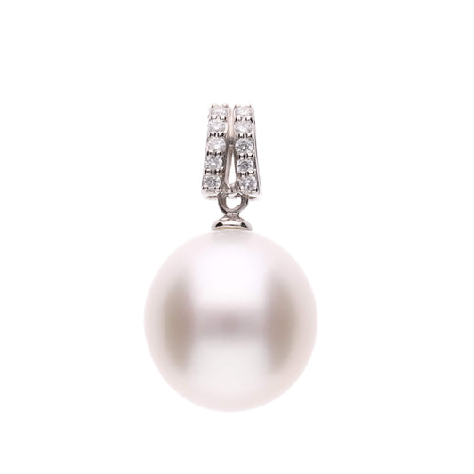 【星月夜】シロチョウパール ダイヤモンド プラチナ ペンダント|無調色 白蝶真珠 南洋真珠 10mm PT900
