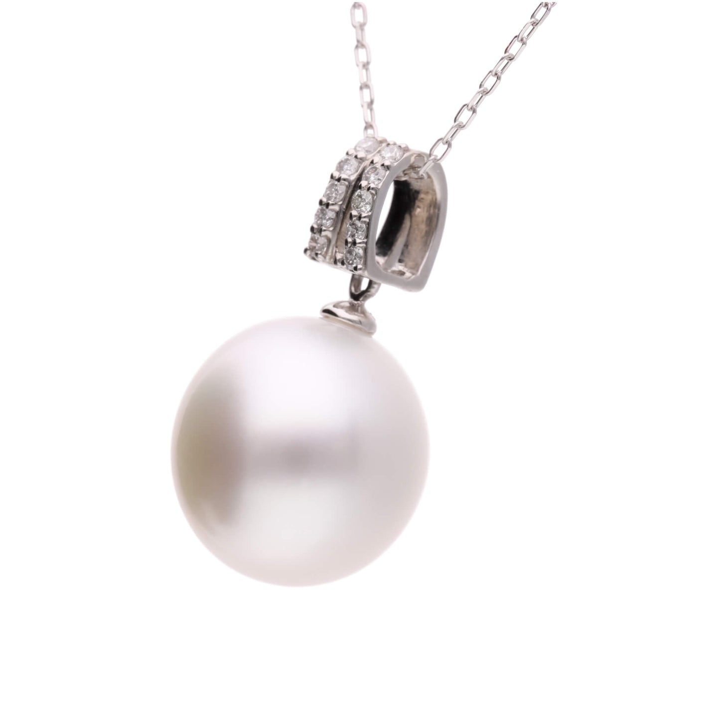 【星月夜】シロチョウパール ダイヤモンド プラチナ ペンダント|無調色 白蝶真珠 南洋真珠 10mm PT900