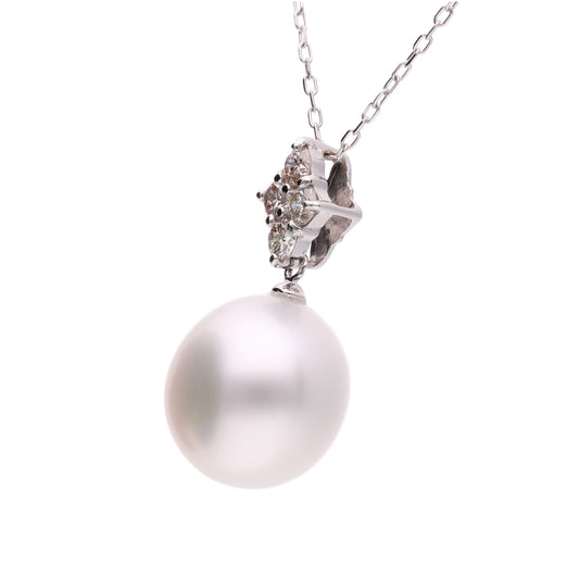 【星彩】シロチョウパール ダイヤモンド ホワイトゴールド ペンダント|無調色 南洋真珠 白蝶真珠 白蝶真珠 10mm K18WG