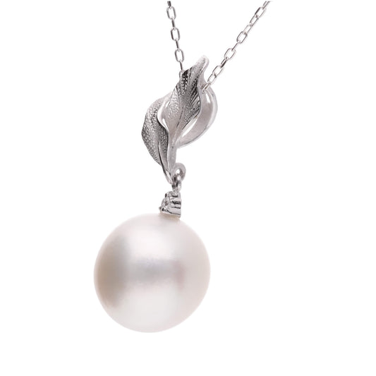 【常盤木】シロチョウパール ダイヤモンド ホワイトゴールド ペンダント|無調色 白蝶真珠 南洋真珠 10mm K18WG