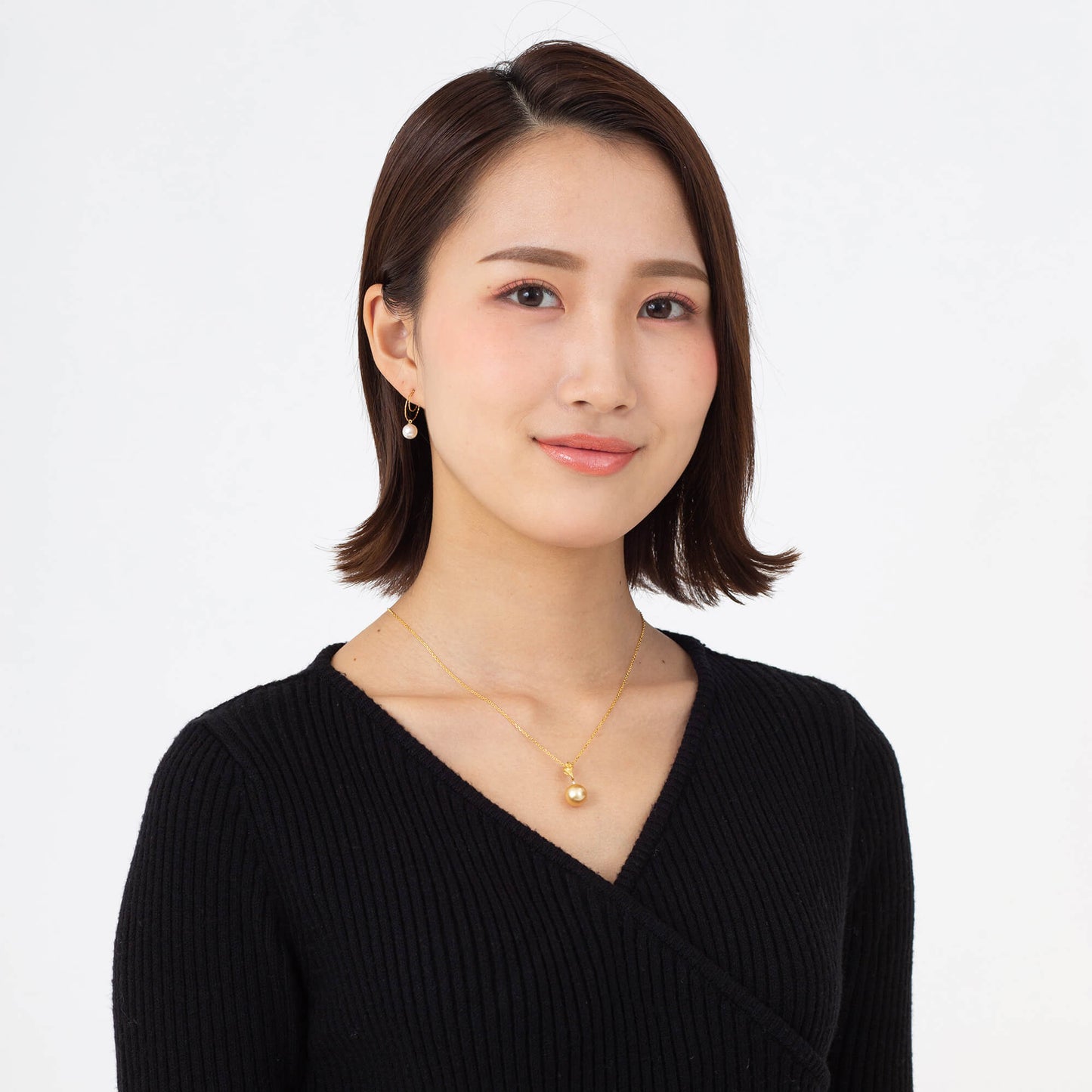 【常盤木】ゴールデンパール ダイヤモンド イエローゴールド ペンダント|無調色 白蝶真珠 南洋真珠 10mm K18YG
