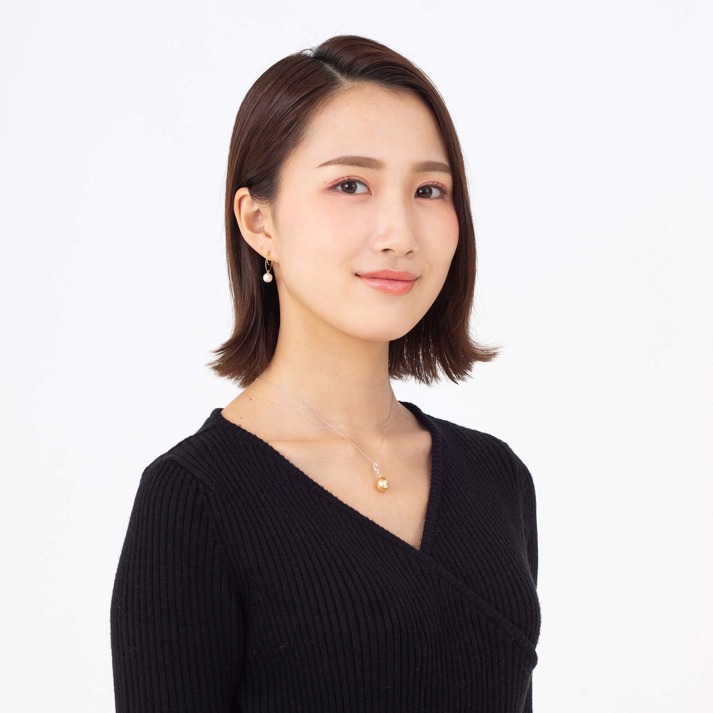 【月舟】一粒 ゴールデンパール ダイヤモンド ホワイトゴールド ペンダント|無調色 白蝶真珠(南洋真珠) 10mm K18WG