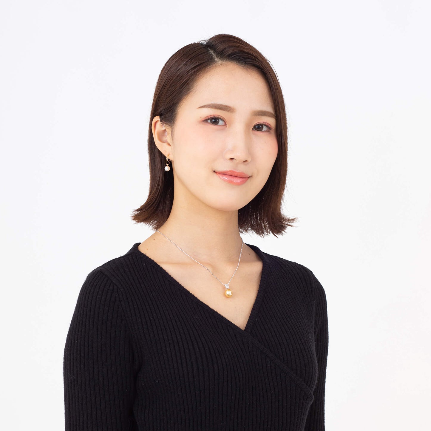 【月影】ゴールデンパール ダイヤモンド プラチナ ペンダント|無調色 白蝶真珠 南洋真珠 10mm PT900