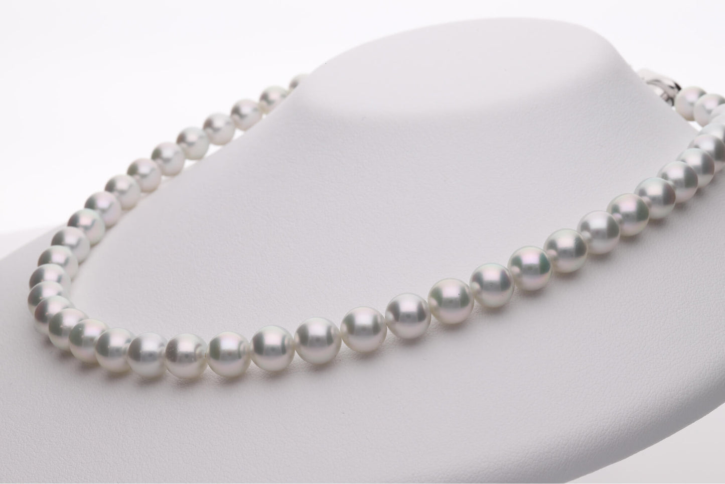 コバルト アコヤ真珠（日本） グレーパールネックレス 8.0-8.5mm ラウンド系 約42cm｜アウトレット品 鑑別付 445752