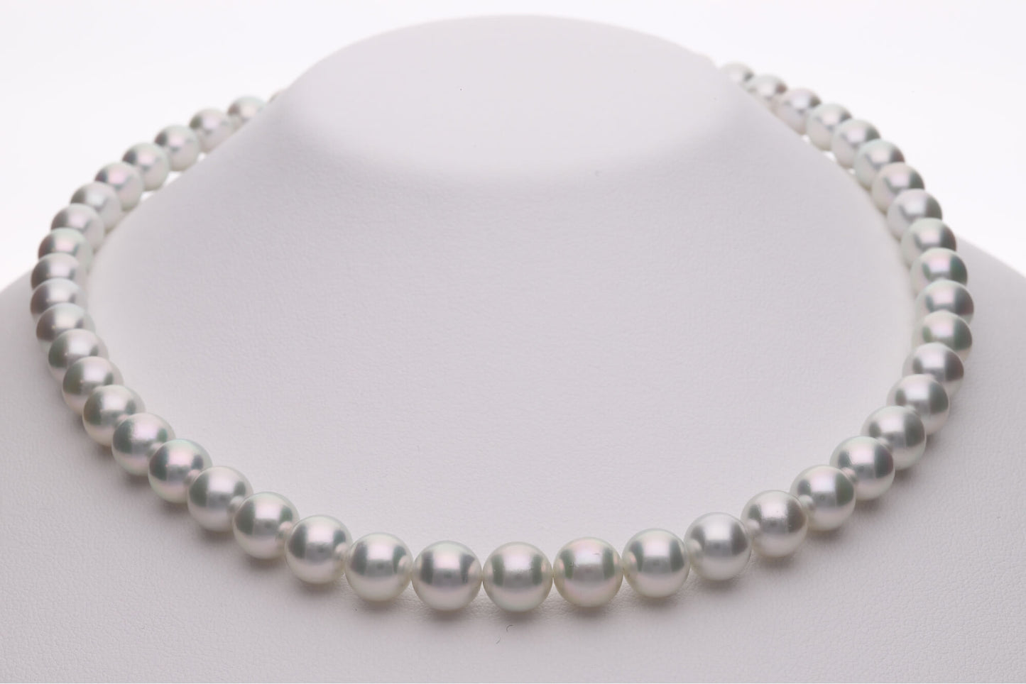 コバルト アコヤ真珠（日本） グレーパールネックレス 8.0-8.5mm ラウンド系 約42cm｜アウトレット品 鑑別付 445752