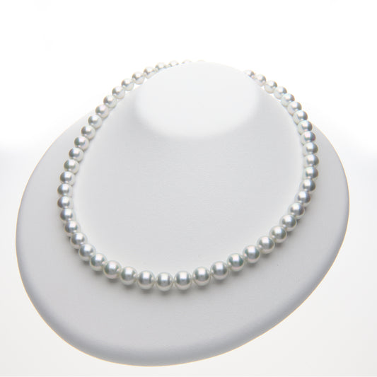 コバルト アコヤ真珠（日本） グレーパールネックレス 8.0-8.5mm ラウンド系 約42cm｜アウトレット品 鑑別付 445752