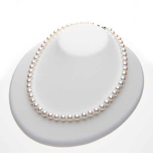 パールネックレス（7.0-7.5mm）2点セット｜無調色 アコヤ真珠｜ほぼ丸形 強い真珠光沢 小きず