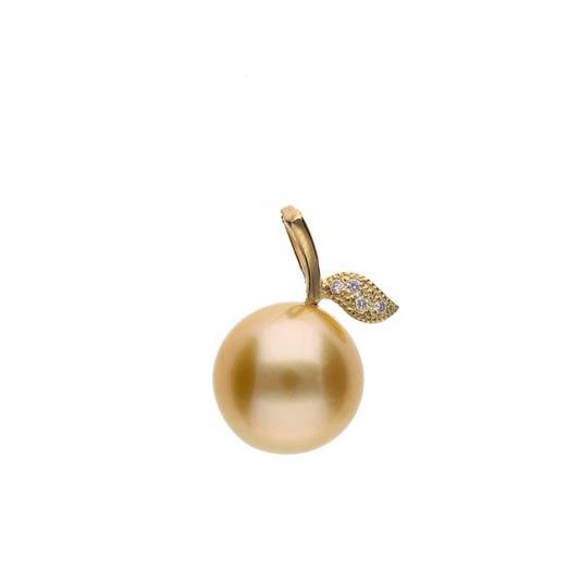 【姫果】ゴールデンパール（白蝶真珠・10.0mm・セミラウンド系）天然ダイヤモンド K18 イエローゴールド ペンダントトップ