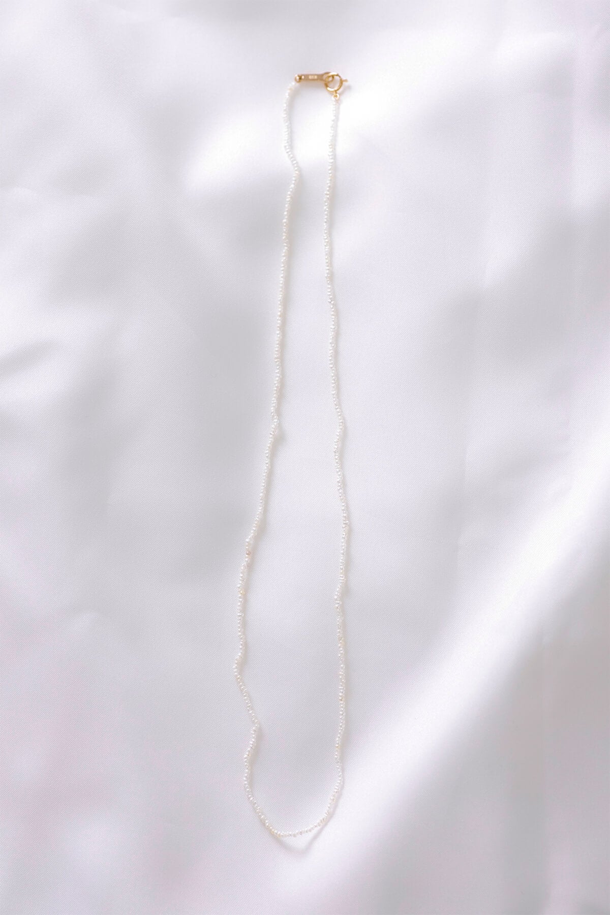 無調色 アコヤ真珠 砂ケシ 1連 パールネックレス 50cm K18YG