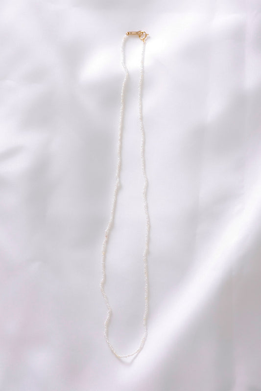 無調色 アコヤ真珠 砂ケシ 1連 パールネックレス 50cm K18YG