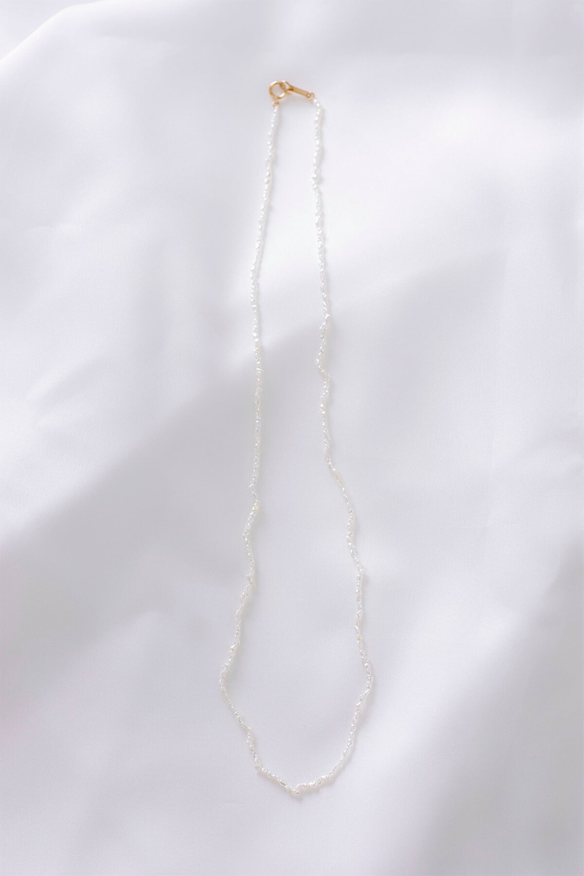 無調色 アコヤ真珠 ライスケシ 1連 パールネックレス 50cm K18YG