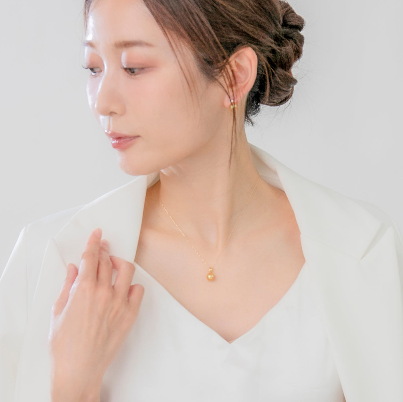 【響】ゴールデンパール（白蝶真珠・8mm・セミラウンド系）K18 イエローゴールド ペンダントトップ