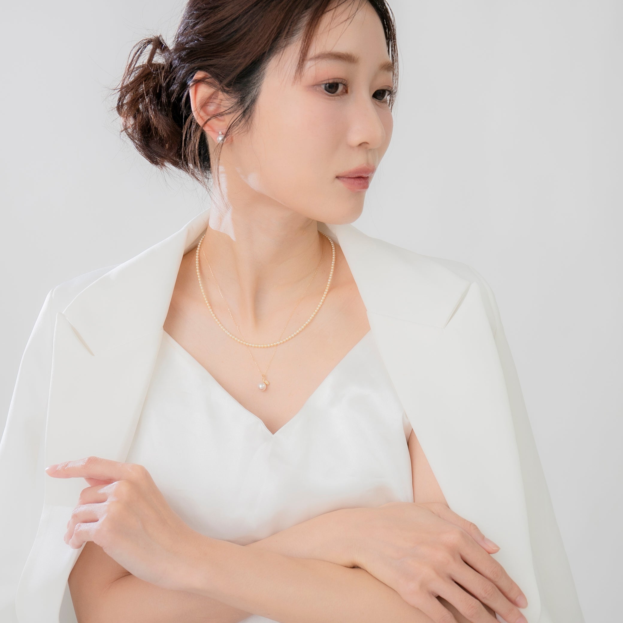 真珠　天然ダイアモンド 姫果】無調色 アコヤ真珠（8mm・ラウンド系）天然ダイヤモンド K18