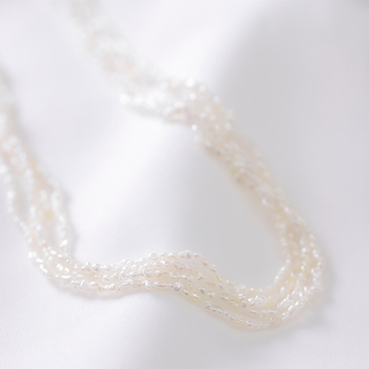 無調色 アコヤ真珠 ライスケシ 4連 パールネックレス 50cm K18YG