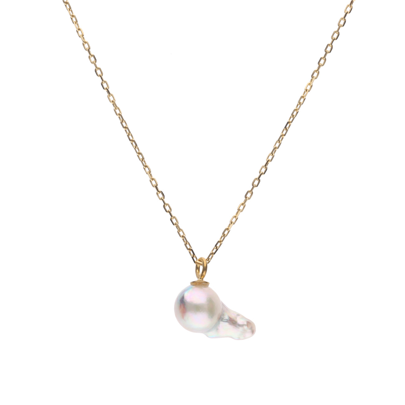 【おさかな真珠】グッピー - 泳ぐ宝石、虹色尾ひれ（アコヤ真珠 5.7mm ホワイト系）シルバーペンダント #3002