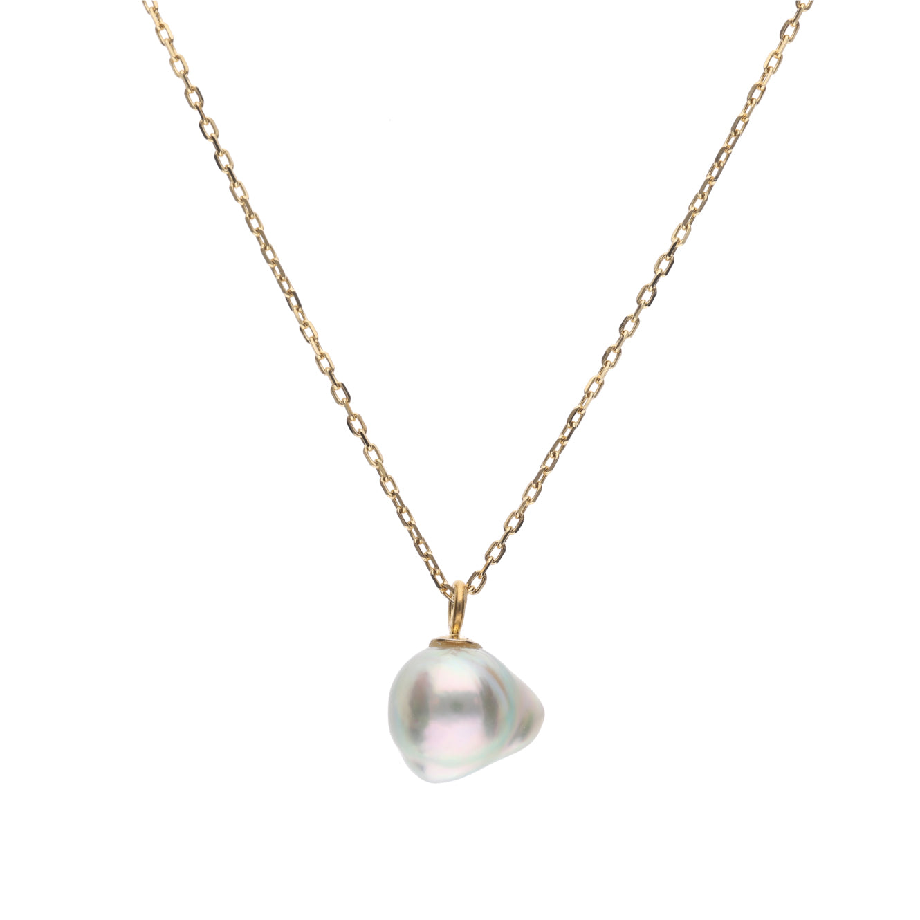 【おさかな真珠】ふぐ - 泳ぐ宝石、虹色尾ひれ（アコヤ真珠 6.0mm ブルー系）シルバーペンダント #3005