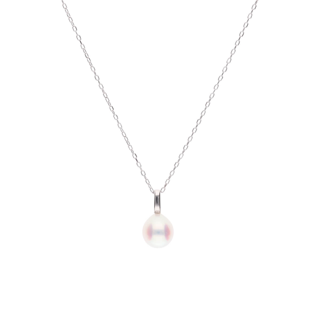 【Fairy Size】無調色 アコヤ真珠 6.25mm セミラウンド プラチナ PT900 ペンダント ネックレス 45cm チェーン付き