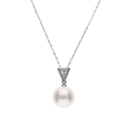 【星影】無調色 アコヤパール（8.0mm・ラウンド系）天然ダイヤモンド PT900 プラチナ ペンダントトップ