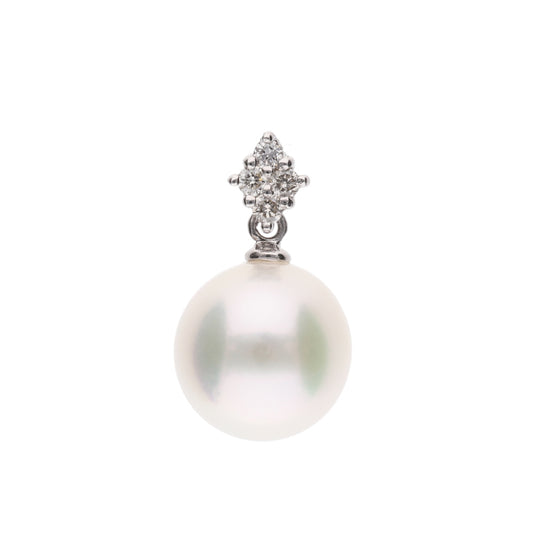 【星菱】無調色 アコヤパール（8.0mm・ラウンド系）天然ダイヤモンド PT900 プラチナ ペンダントトップ