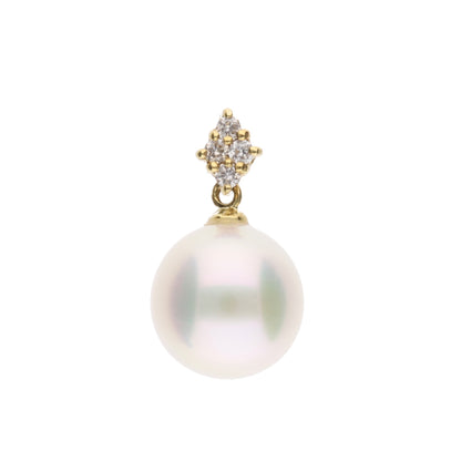 【星菱】無調色 アコヤパール（8mm・ラウンド系）天然ダイヤモンド K18 イエローゴールド ペンダントトップ