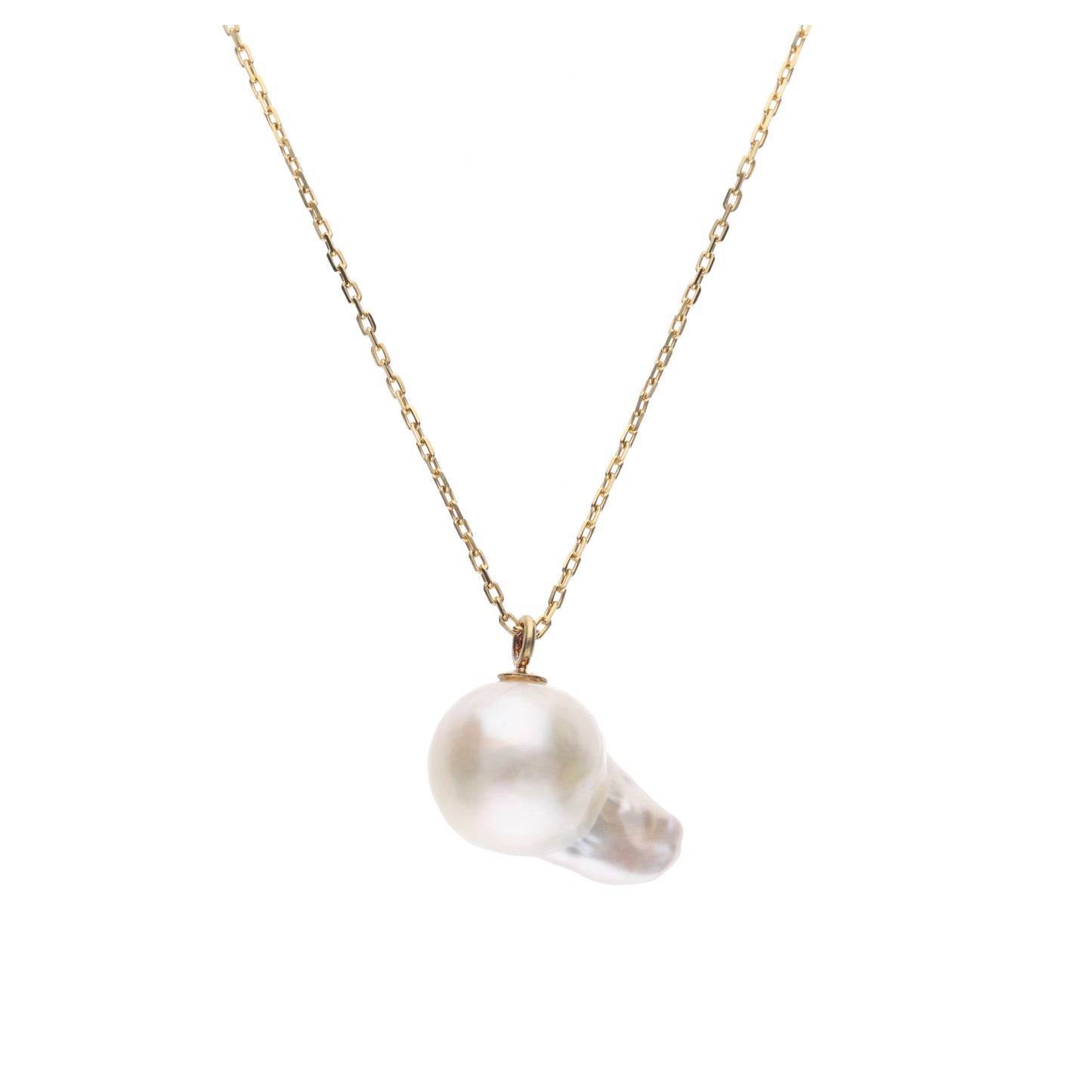 おさかな真珠・グッピー（無調色アコヤ真珠 8.7-14.2mm A ホワイト系） ペンダント シルバーチェーン付き（SV925） 世界にひとつ #3016