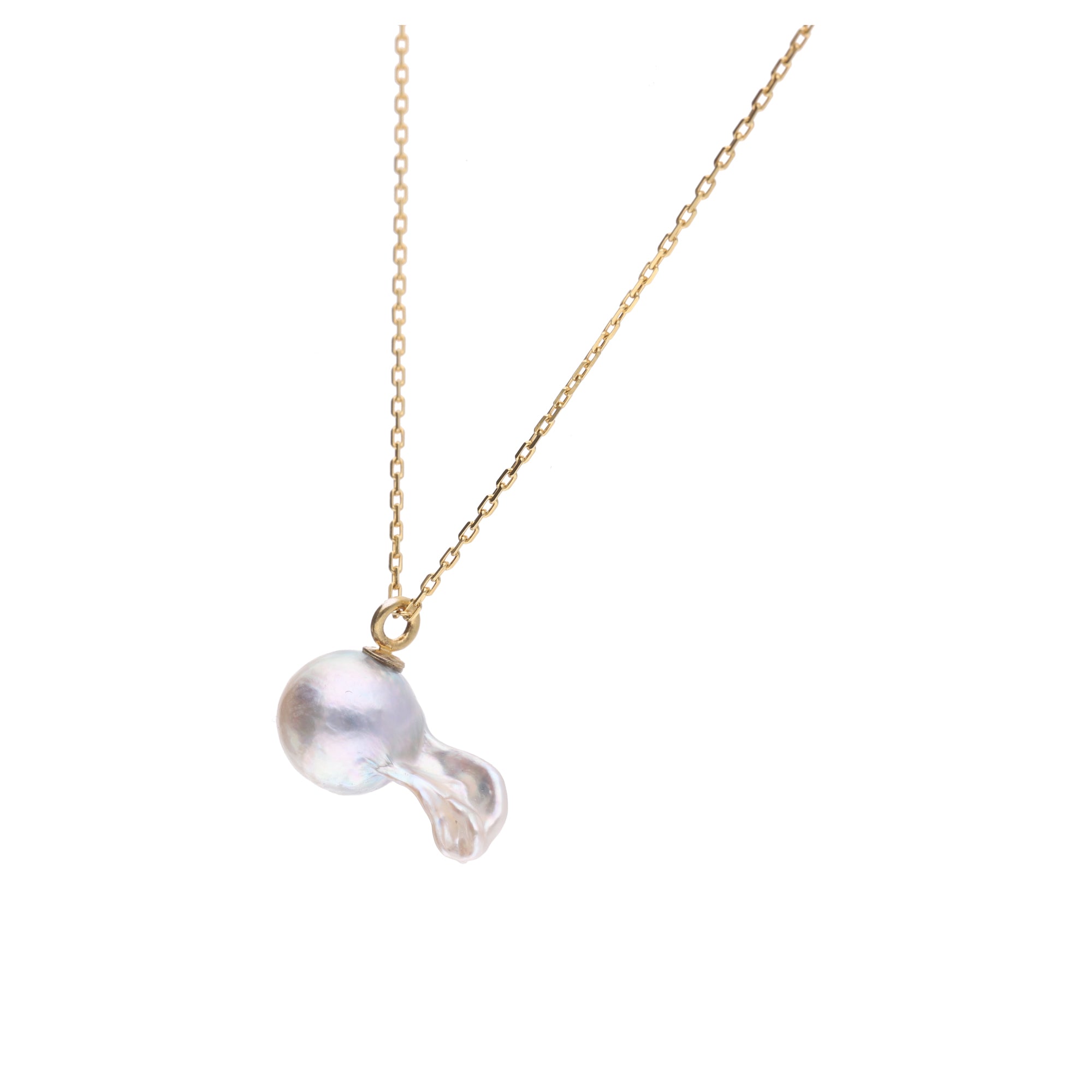 おさかな真珠・グッピー（無調色アコヤ真珠 7.8-14.7mm B グレー系） ペンダント シルバーチェーン付き（SV925） 世界にひとつ #3017