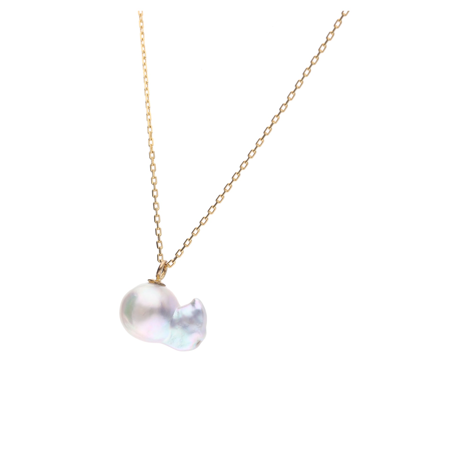 おさかな真珠・金魚（無調色アコヤ真珠 7.2-11.5mm A ホワイト色系） ペンダント シルバーチェーン付き（SV925） 世界にひとつ #3020