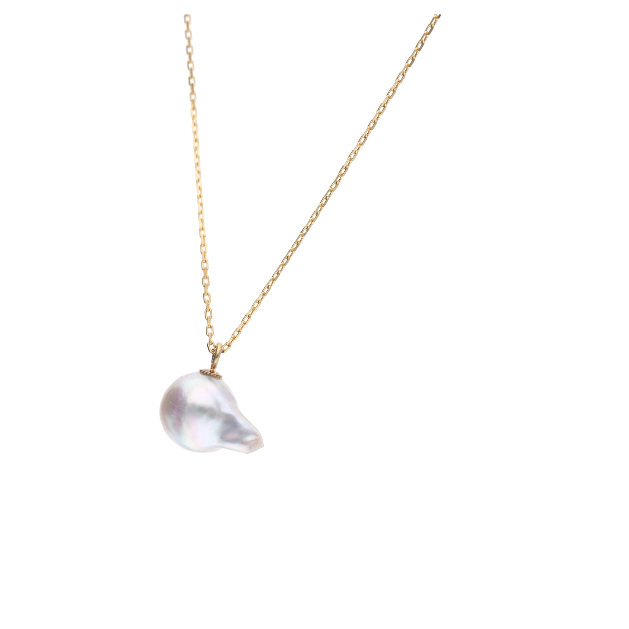 おさかな真珠・フグ（無調色アコヤ真珠 8.0-11.9mm A ホワイト色系） ペンダント ネックレス シルバーチェーン付き （SV925） 世界にひとつ #3021