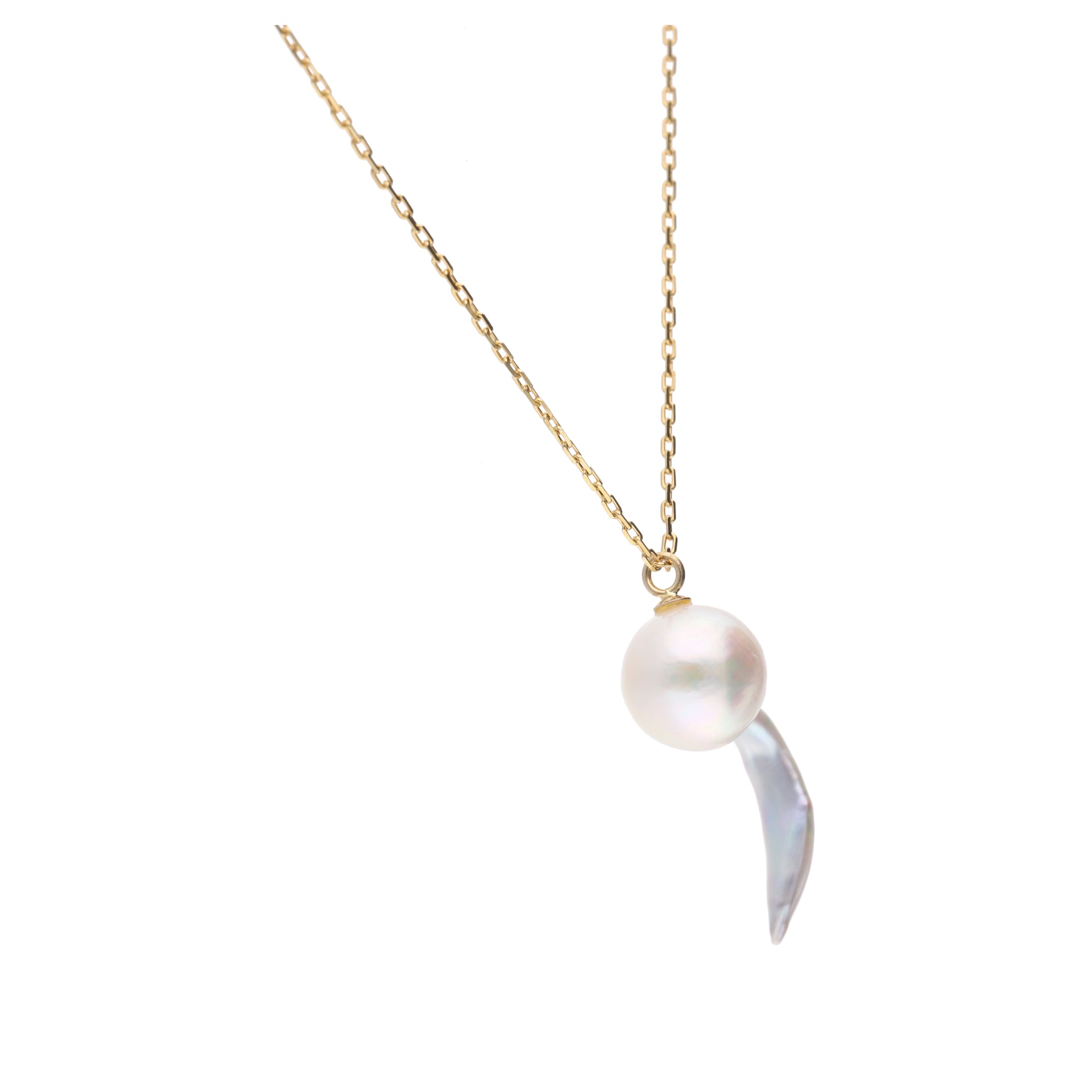 おさかな真珠・おたまじゃくし（無調色アコヤ真珠 7.3-18.9mm A ホワイト系） ペンダント シルバーチェーン付き（SV925） 世界にひとつ #3022