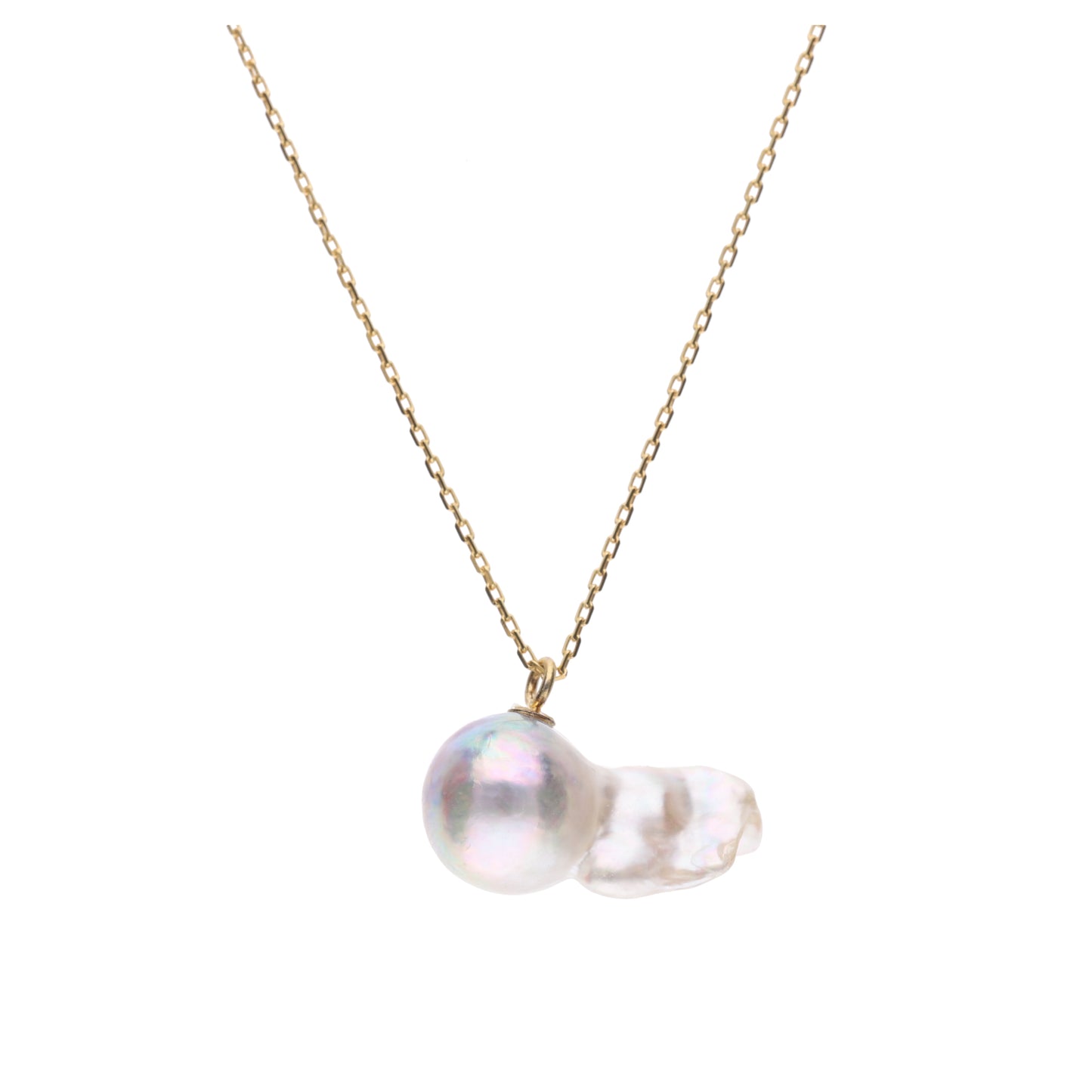 おさかな真珠・グッピー（無調色アコヤ真珠 8.6-17.3mm B+ ブルー系） ペンダント シルバーチェーン付き（SV925） 世界にひとつ #3025