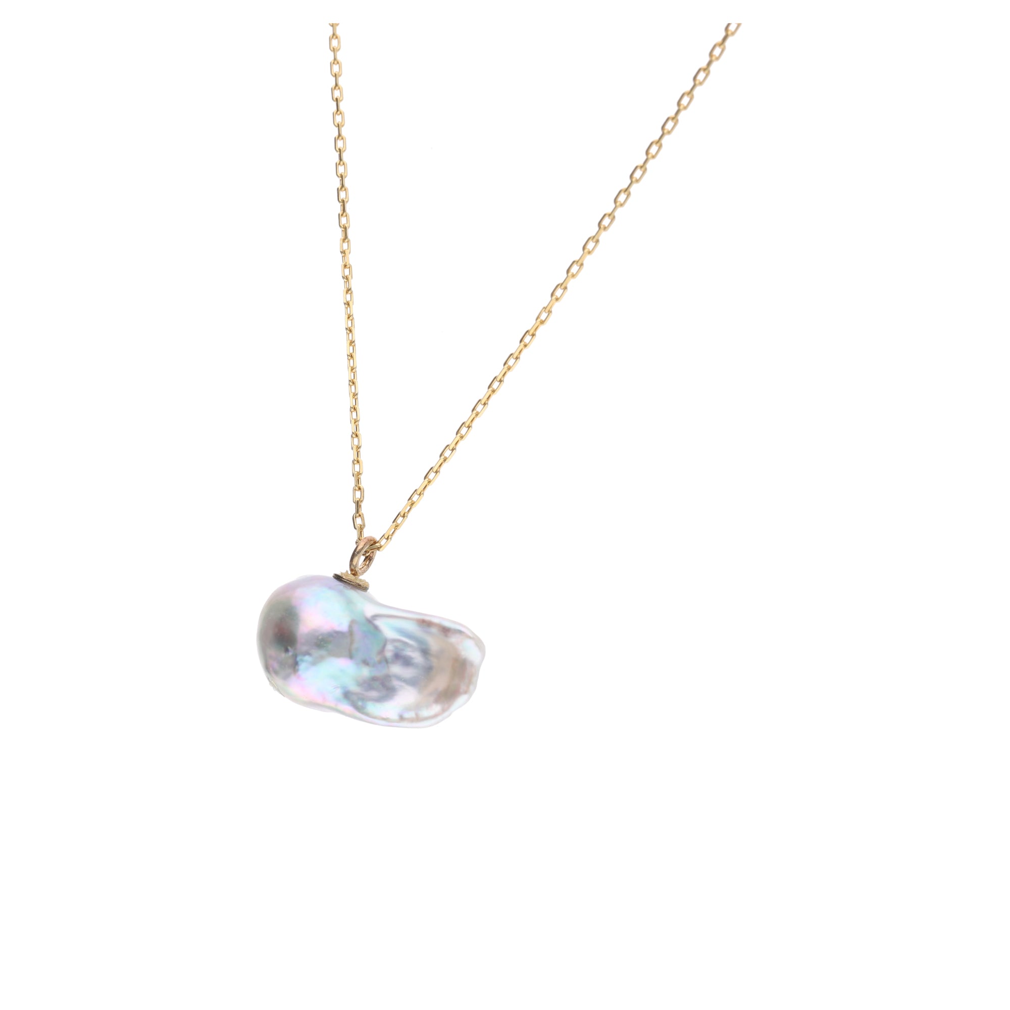 おさかな真珠・金魚（無調色アコヤ真珠 8.0-15.0mm Aブルー系） ペンダント シルバーチェーン付き （SV925） 世界にひとつ #3026