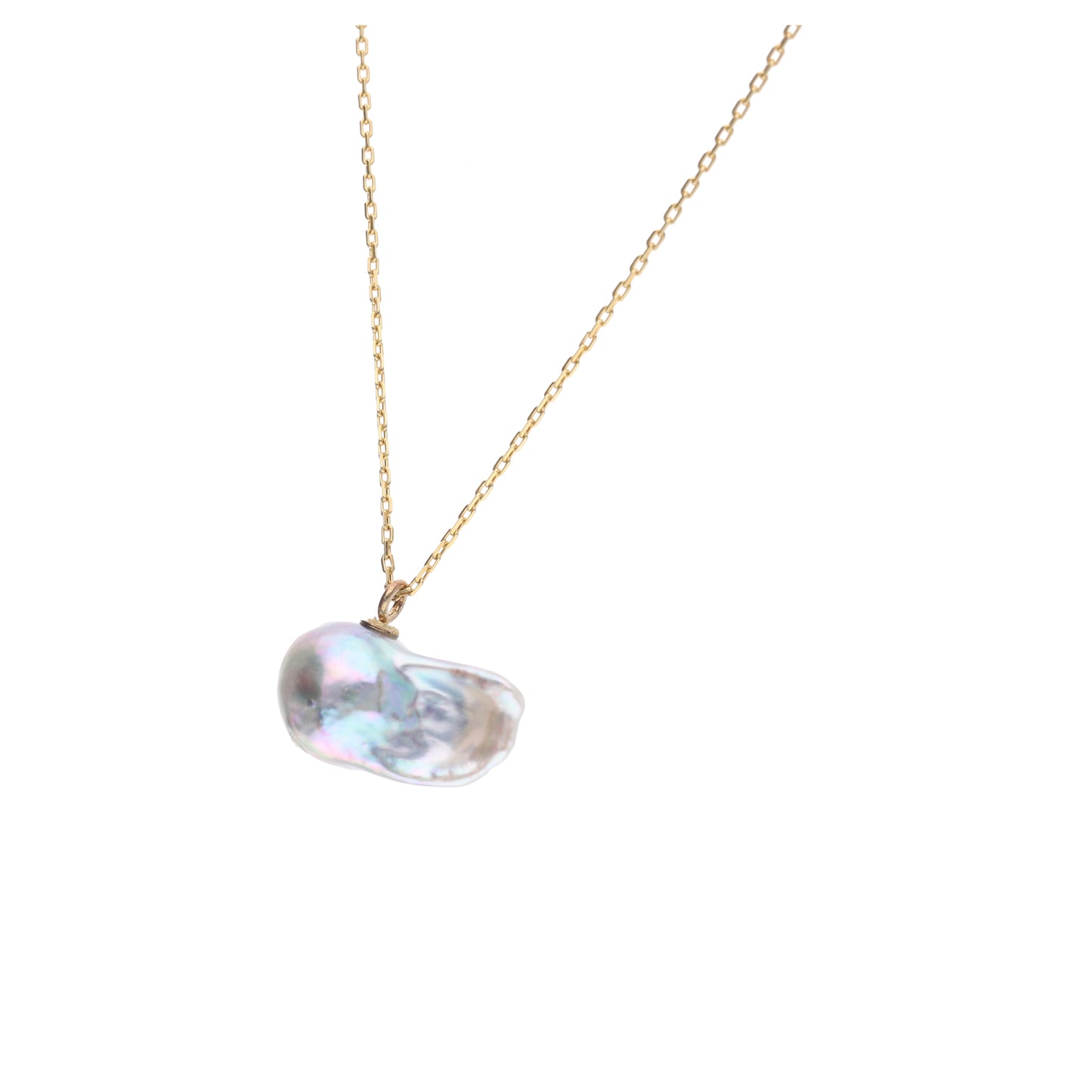 おさかな真珠・金魚（無調色アコヤ真珠 8.0-15.0mm Aブルー系） ペンダント シルバーチェーン付き （SV925） 世界にひとつ #3026