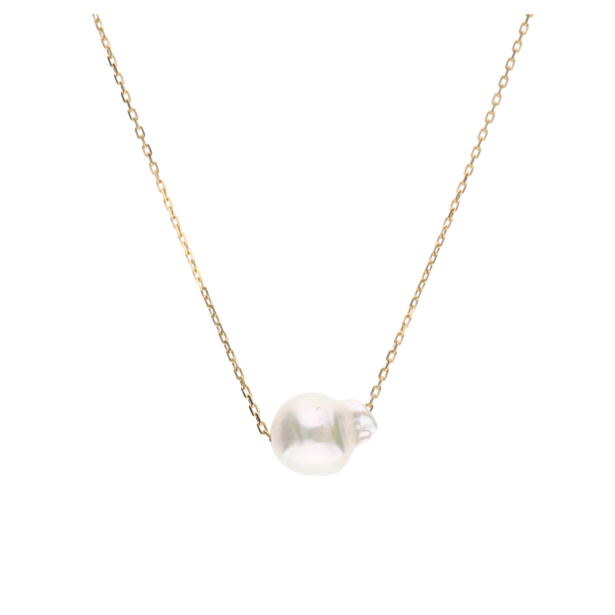 おさかな真珠・ふぐ（無調色アコヤ真珠 7.8-9.6mm A ホワイト系） スルーネックレス（SV925）世界にひとつ #3003