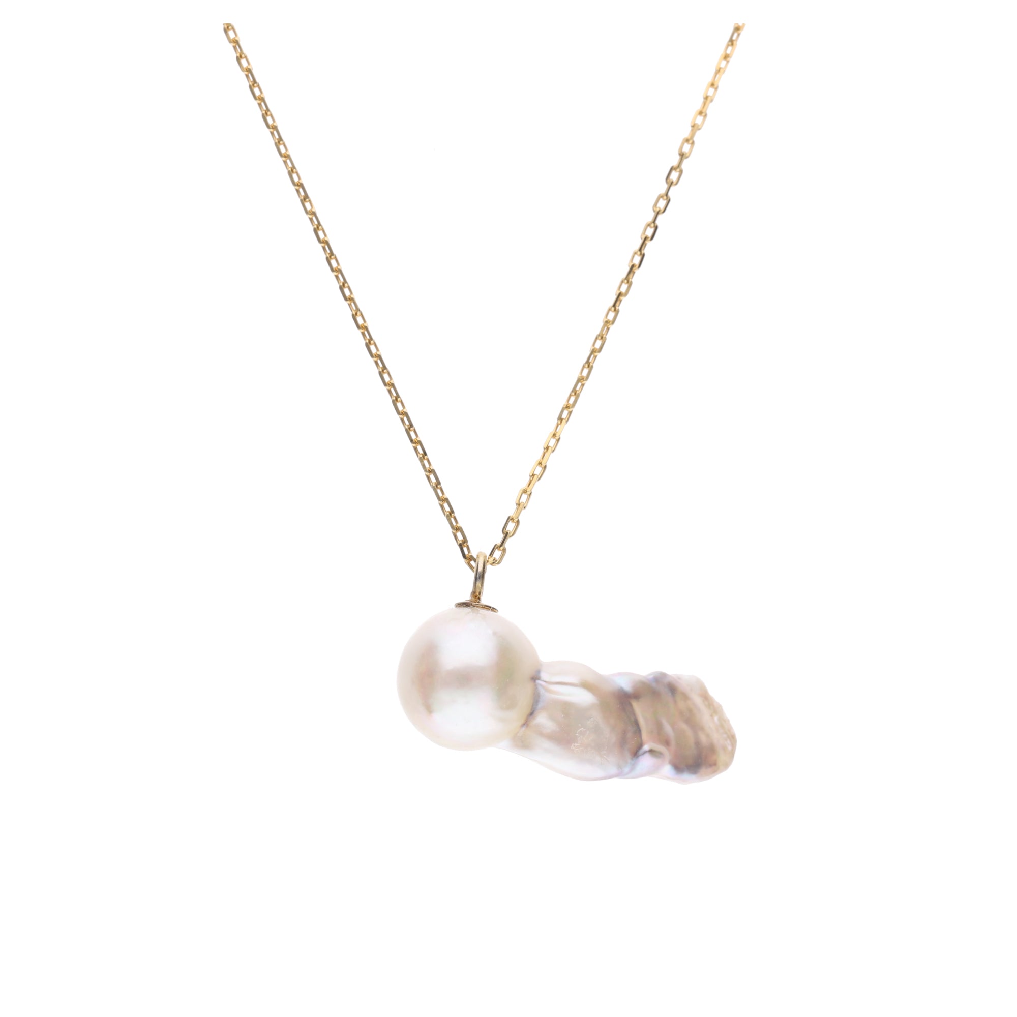 おさかな真珠・ベタ（無調色アコヤ真珠 7.8-20.0mm B ホワイト系） ペンダント シルバーチェーン付き（SV925） 世界にひとつ #3013