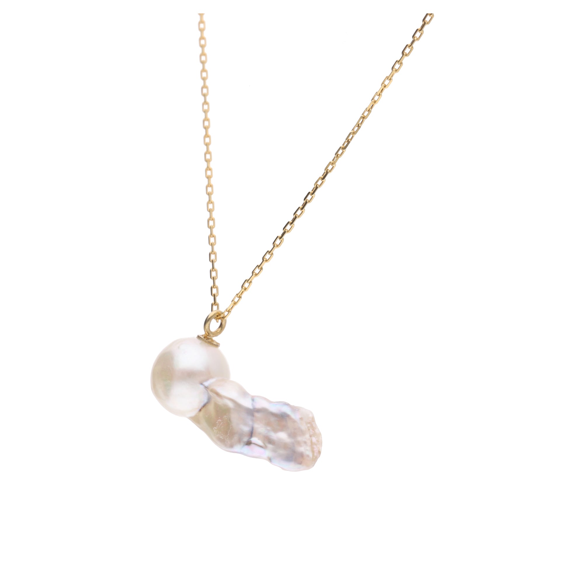 おさかな真珠・ベタ（無調色アコヤ真珠 7.8-20.0mm B ホワイト系） ペンダント シルバーチェーン付き（SV925） 世界にひとつ #3013