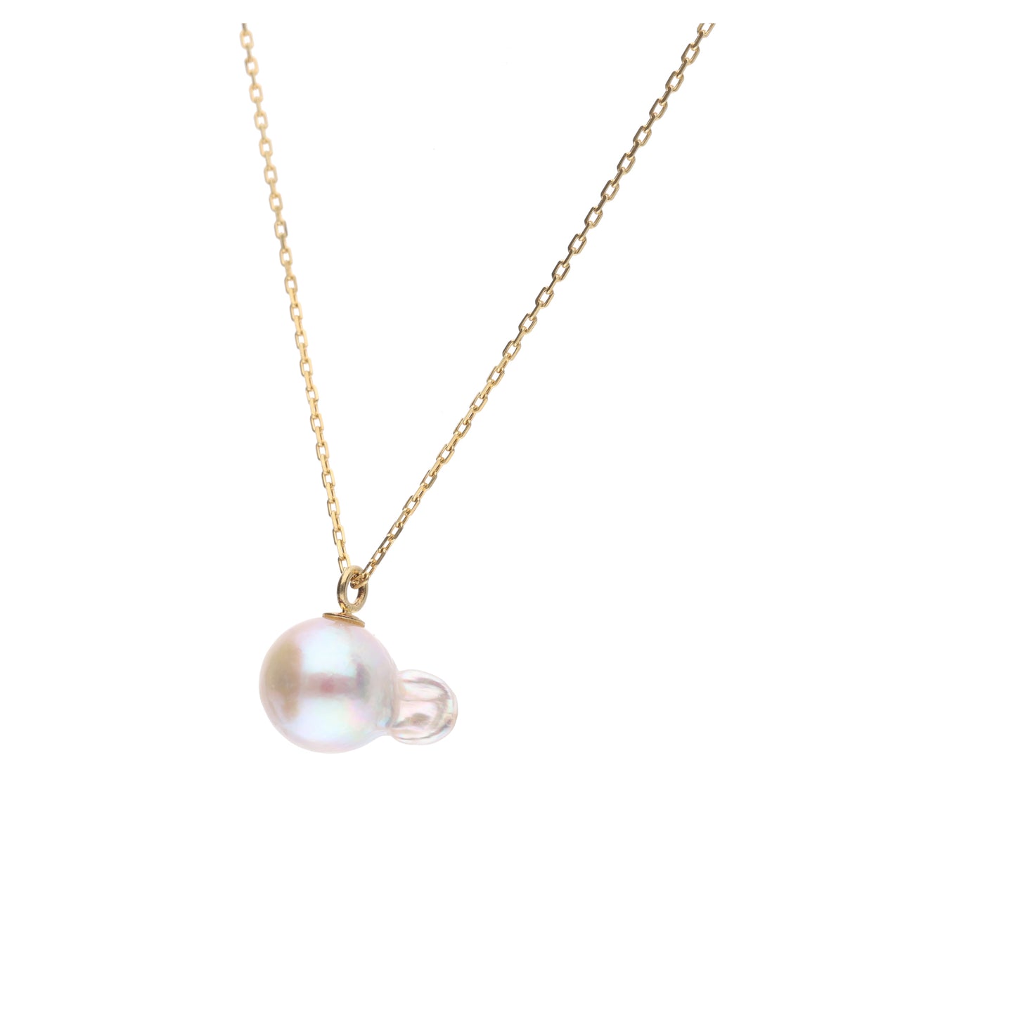 おさかな真珠・フグ（無調色アコヤ真珠 7.7-11.5mm B ホワイト系） ペンダント シルバーチェーン付き（SV925） 世界にひとつ #3014