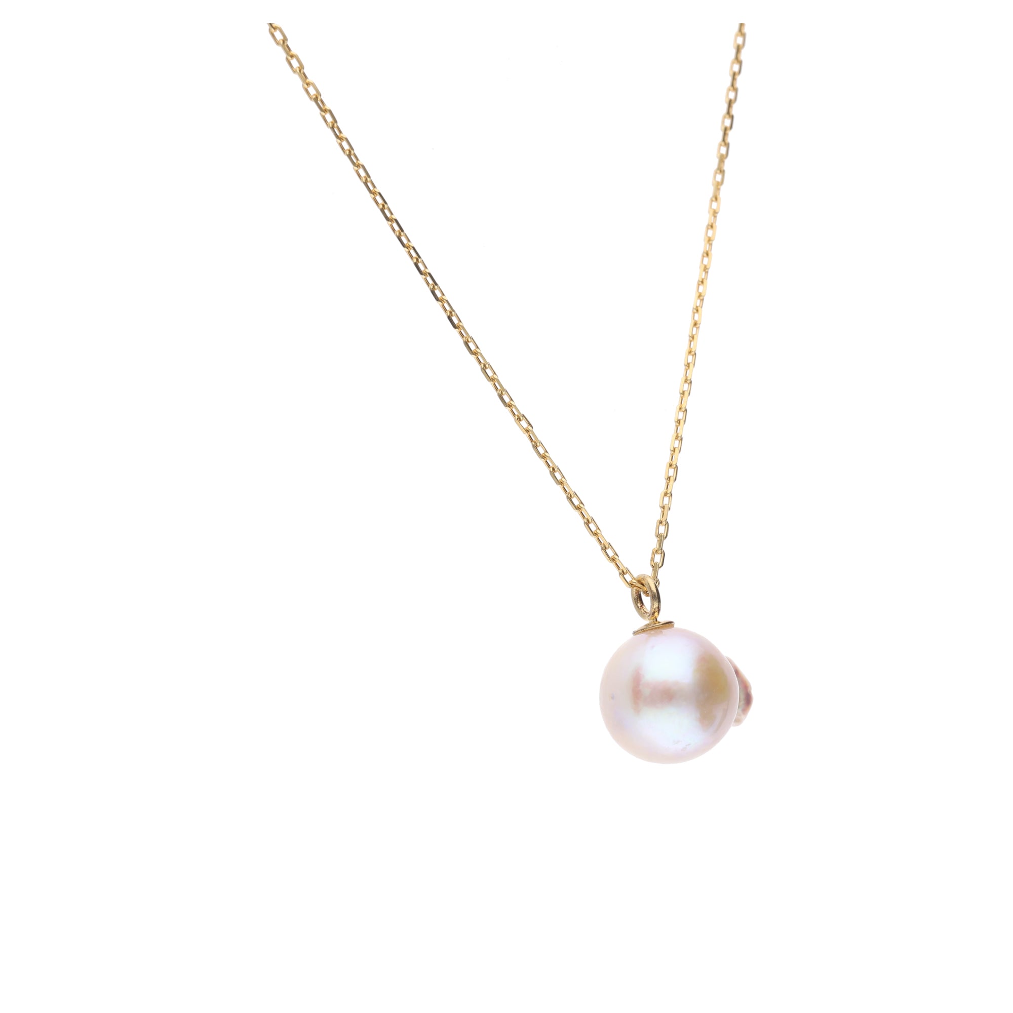 おさかな真珠・フグ（無調色アコヤ真珠 7.7-11.5mm B ホワイト系） ペンダント シルバーチェーン付き（SV925） 世界にひとつ #3014