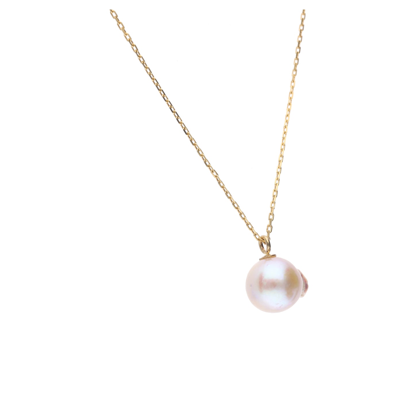 おさかな真珠・フグ（無調色アコヤ真珠 7.7-11.5mm B ホワイト系） ペンダント シルバーチェーン付き（SV925） 世界にひとつ #3014