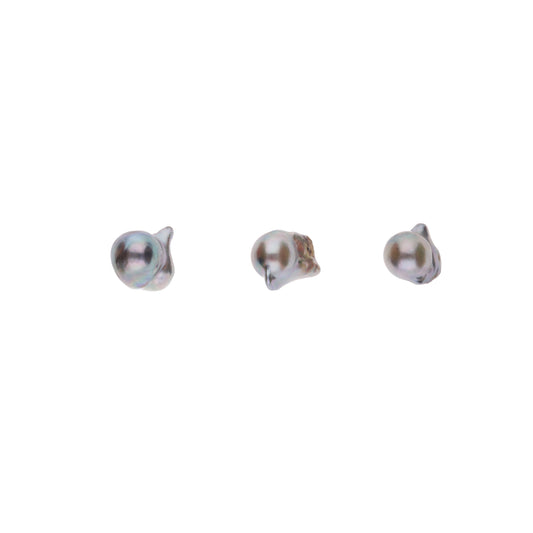 【おさかな真珠｜タコ 3匹】無調色 アコヤパール ナチュラルブルー 無穴 ルース 約8.0-13.0mm バロックパール｜送料・穴あけ無料