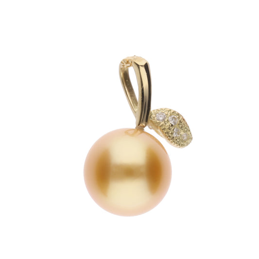 【姫果】ゴールデンパール（白蝶真珠・8.0mm・セミラウンド系）天然ダイヤモンド K18 イエローゴールド ペンダントトップ