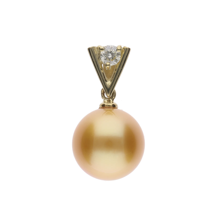 【星影】ゴールデンパール（白蝶真珠・8mm・セミラウンド系）天然ダイヤモンド K18 イエローゴールド ペンダントトップ