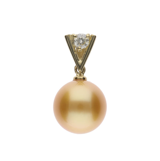 【星影】ゴールデンパール（白蝶真珠・8mm・セミラウンド系）天然ダイヤモンド K18 イエローゴールド ペンダントトップ