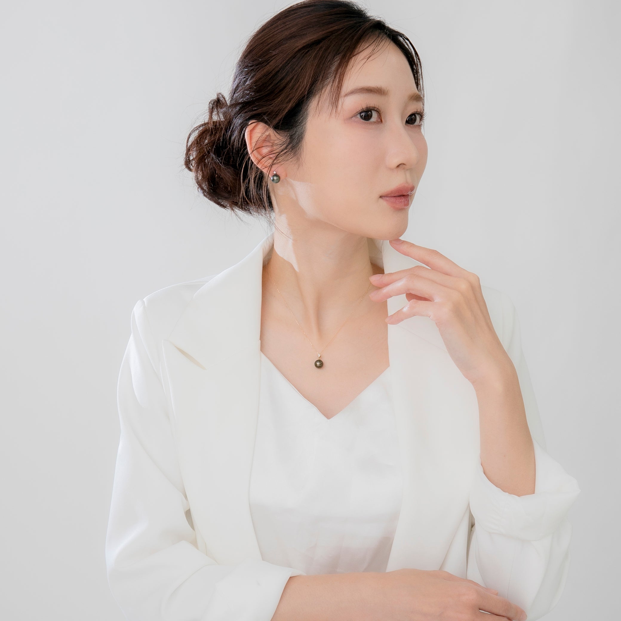 星菱】黒蝶真珠（ブラックパール 8mm）天然ダイヤモンド K18YG