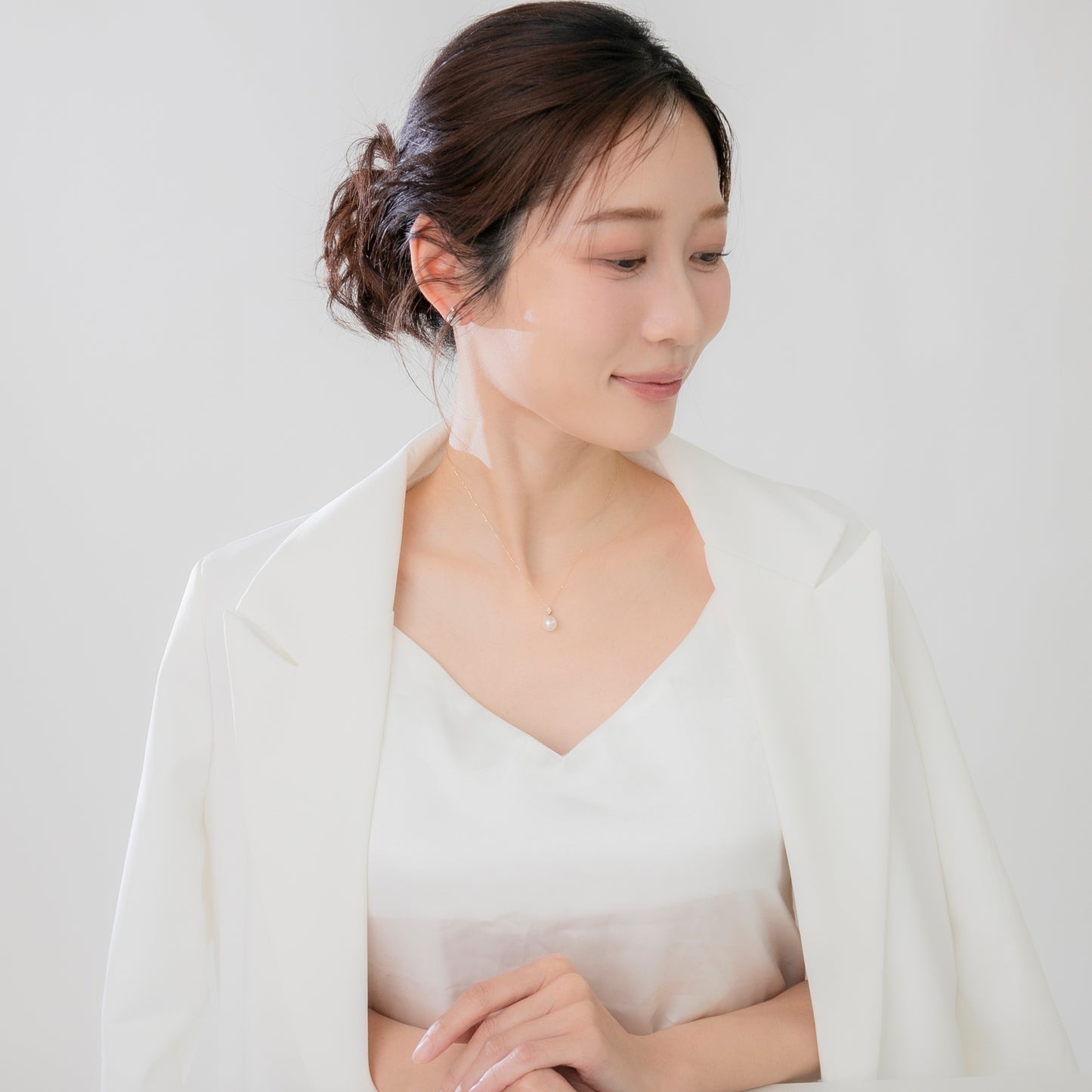 【星菱】無調色 アコヤパール（8mm・ラウンド系）天然ダイヤモンド K18 イエローゴールド ペンダントトップ