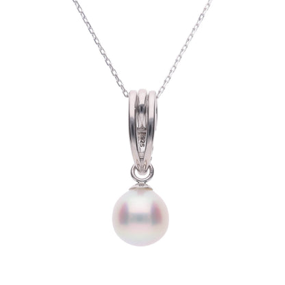 【リフォーム不要】プラチナ・ハートリンク 選べる無調色真珠 8mm Pt900 2way ペンダント Pt850 チェーン付