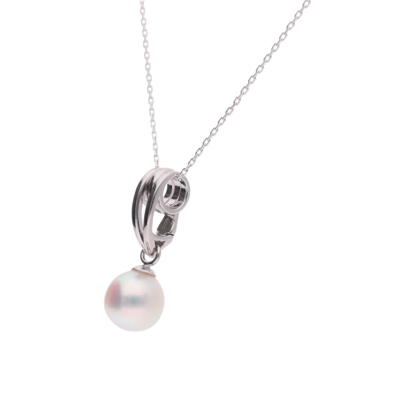 【リフォーム不要】プラチナ・ハートリンク 選べる無調色真珠 8mm Pt900 2way ペンダント Pt850 チェーン付